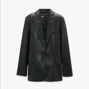 zara faux leather blazer